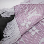Sciarpa Louis Vuitton Logomania in Lana Beige e Rosa con Monogram