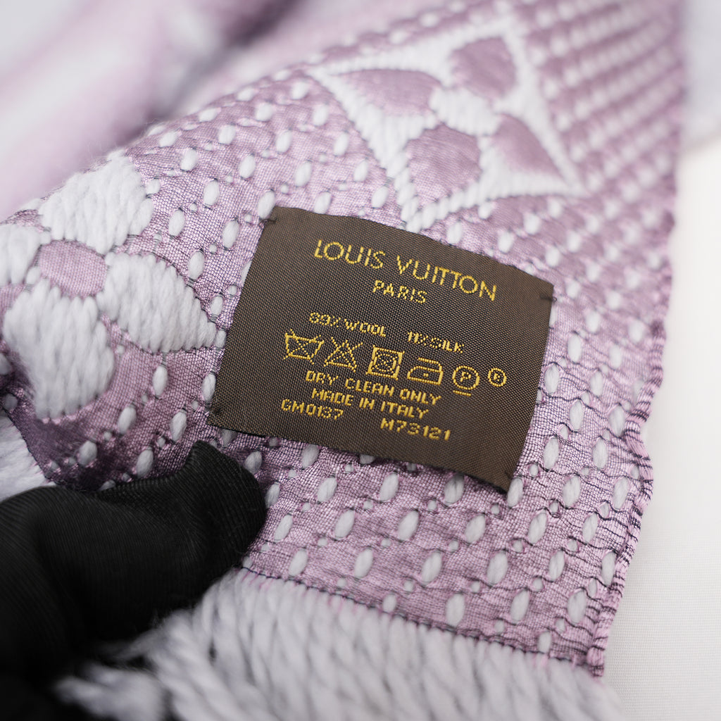 Sciarpa Louis Vuitton Logomania in Lana Beige e Rosa con Monogram