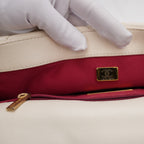Chanel 19 Borsa a Spalla Bianca Trapuntata con Catena Oro e Argento