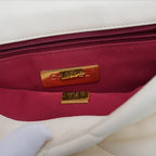 Chanel 19 Borsa a Spalla Bianca Trapuntata con Catena Oro e Argento