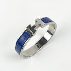 Hermès Bracciale Click Clac H PM in Smalto Blu e Metallo Argento