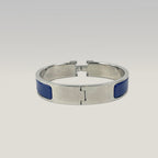 Hermès Bracciale Click Clac H PM in Smalto Blu e Metallo Argento