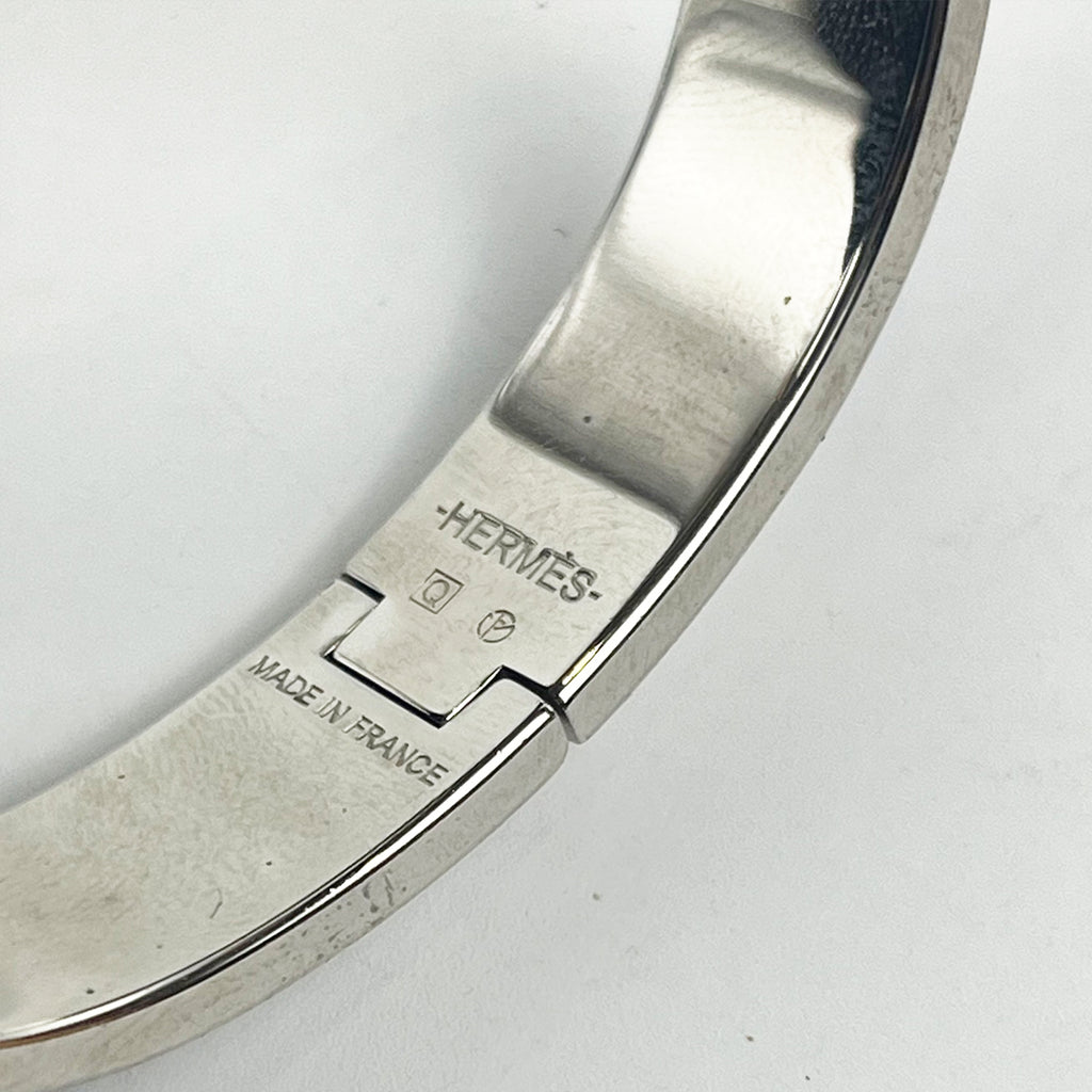 Hermès Bracciale Click Clac H PM in Smalto Blu e Metallo Argento