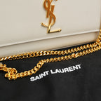 Saint Laurent Kate Medium White Grained Leather with Gold Logo