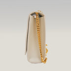 Saint Laurent Kate Medium White Grained Leather with Gold Logo