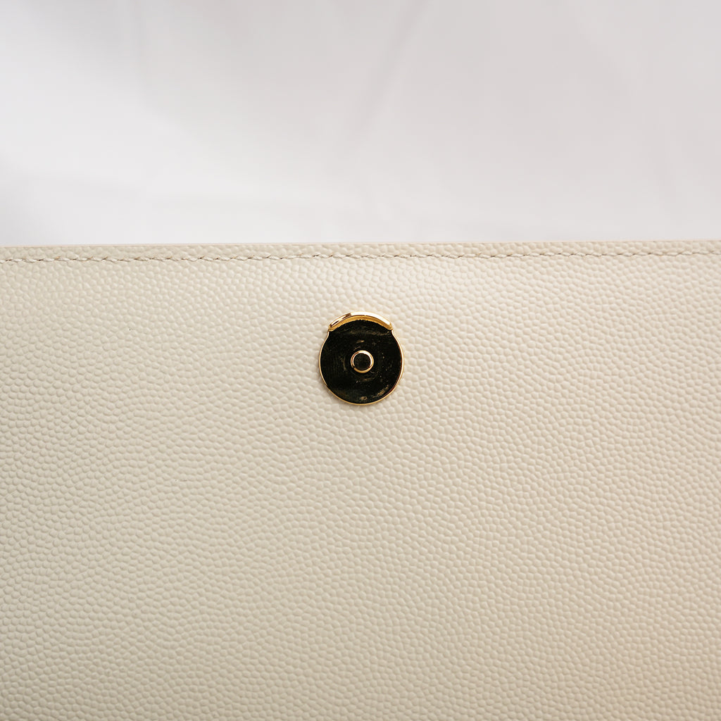 Saint Laurent Kate Medium White Grained Leather with Gold Logo