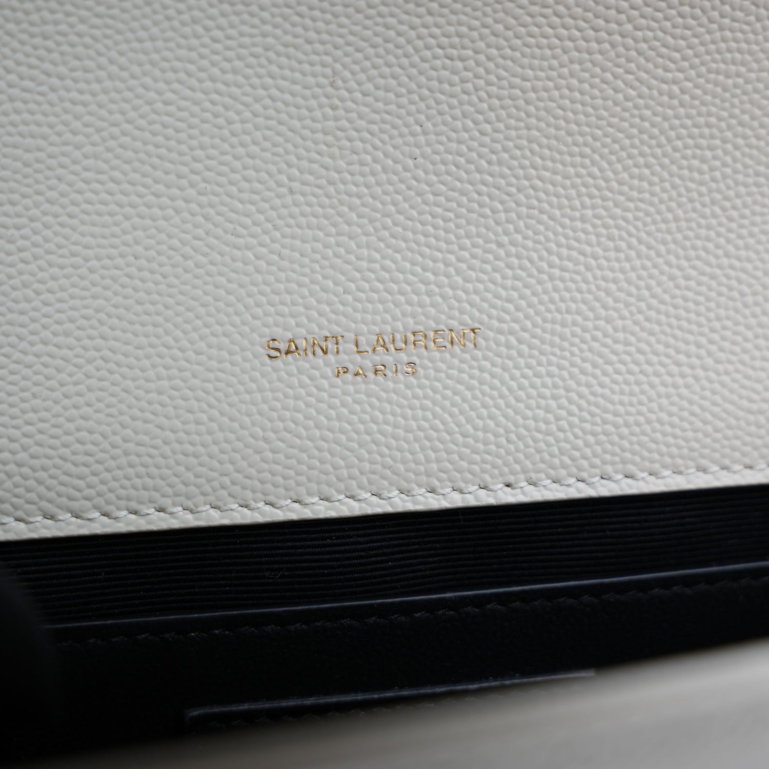 Saint Laurent Kate Medium White Grained Leather with Gold Logo