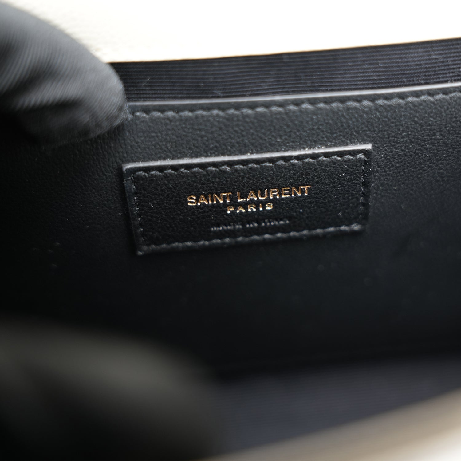Saint Laurent Kate Medium White Grained Leather with Gold Logo