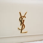 Saint Laurent Kate Medium White Grained Leather with Gold Logo