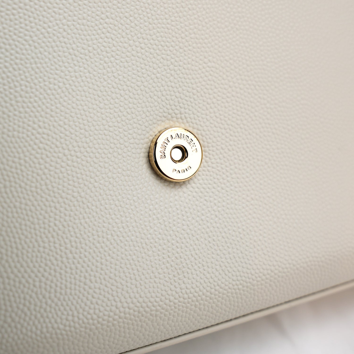 Saint Laurent Kate Medium White Grained Leather with Gold Logo