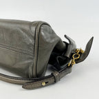 Miu Miu Bow Bag Borsa a Tracolla in Pelle Grigia con Fiocchi e Dettagli Dorati