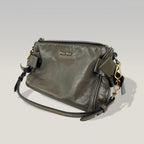 Miu Miu Bow Bag Borsa a Tracolla in Pelle Grigia con Fiocchi e Dettagli Dorati