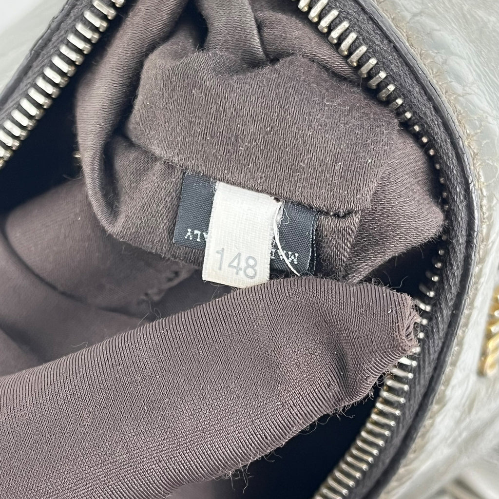 Miu Miu Bow Bag Borsa a Tracolla in Pelle Grigia con Fiocchi e Dettagli Dorati