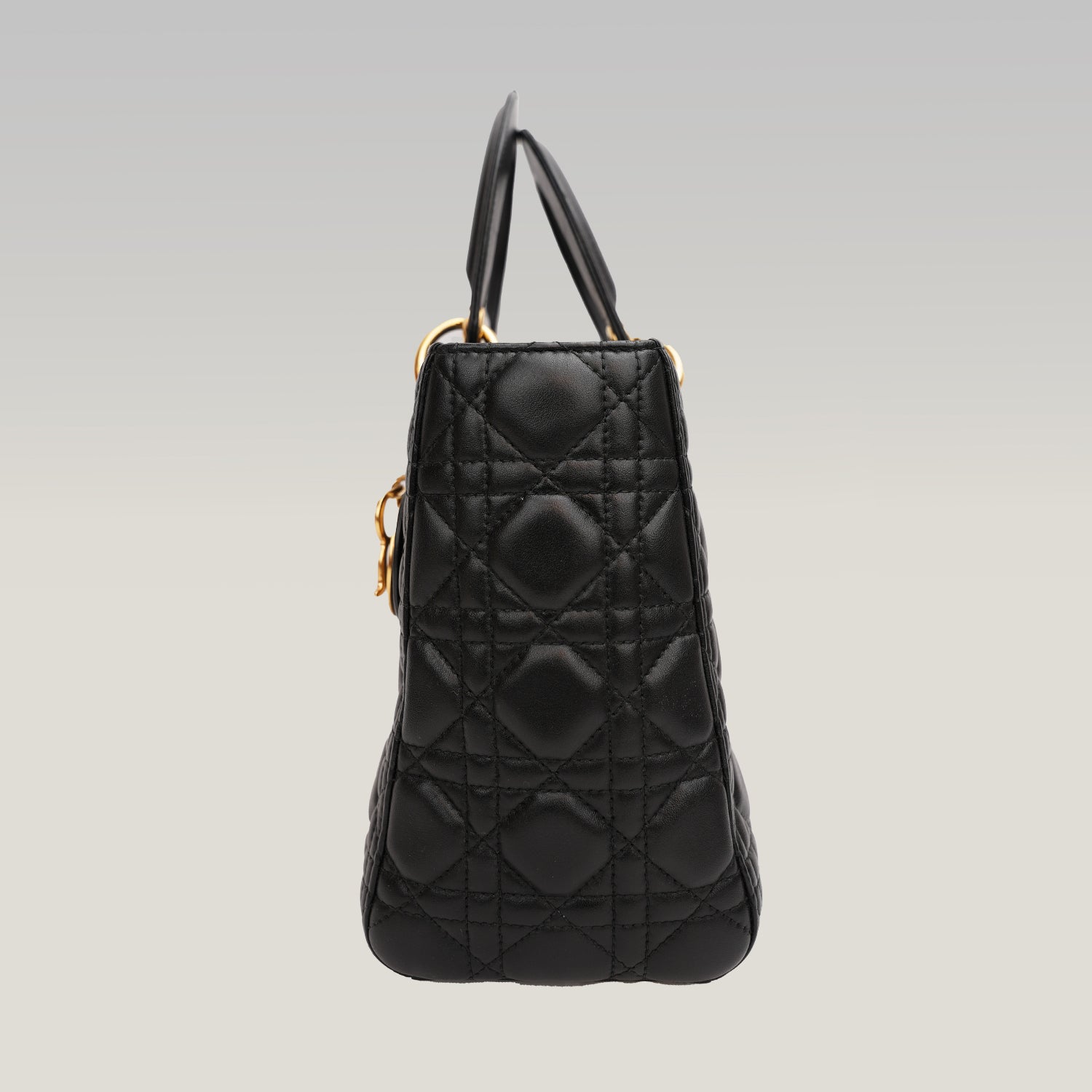 Dior Borsa Media Lady Dior in Pelle di Agnello Nera Cannage