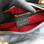 Dior Borsa Media Lady Dior in Pelle di Agnello Nera Cannage