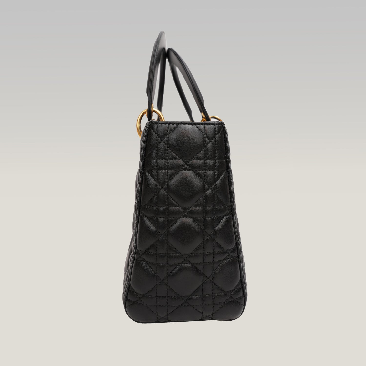 Dior Borsa Media Lady Dior in Pelle di Agnello Nera Cannage