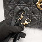 Dior Borsa Media Lady Dior in Pelle di Agnello Nera Cannage