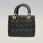 Dior Borsa Media Lady Dior in Pelle di Agnello Nera Cannage