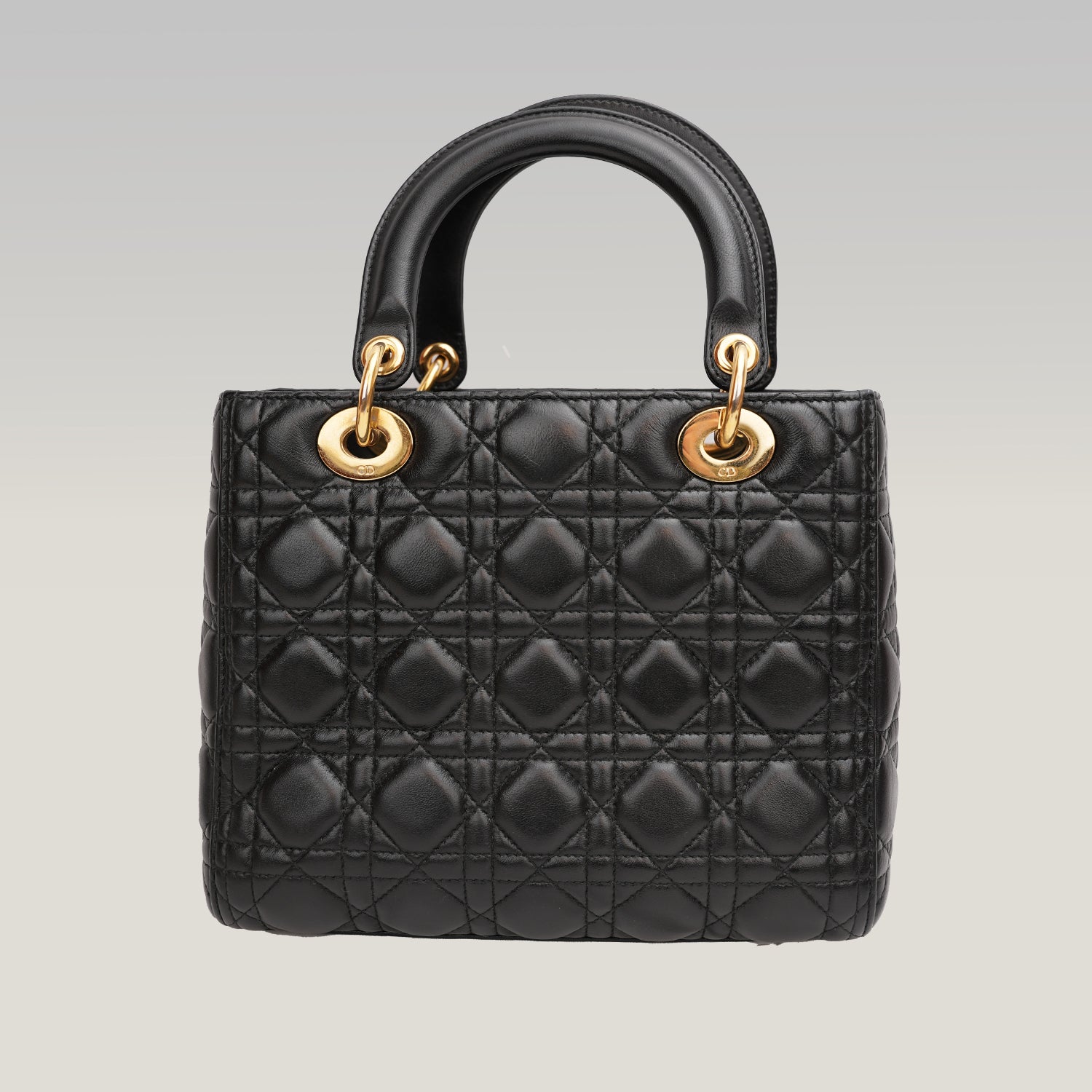 Dior Borsa Media Lady Dior in Pelle di Agnello Nera Cannage