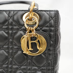 Dior Borsa Media Lady Dior in Pelle di Agnello Nera Cannage