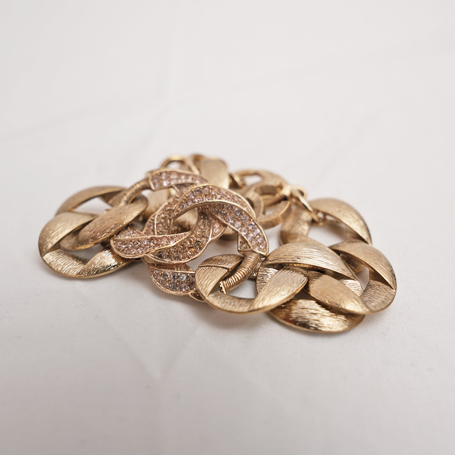Chanel Vintage bracciale chain-link dorato con cristalli