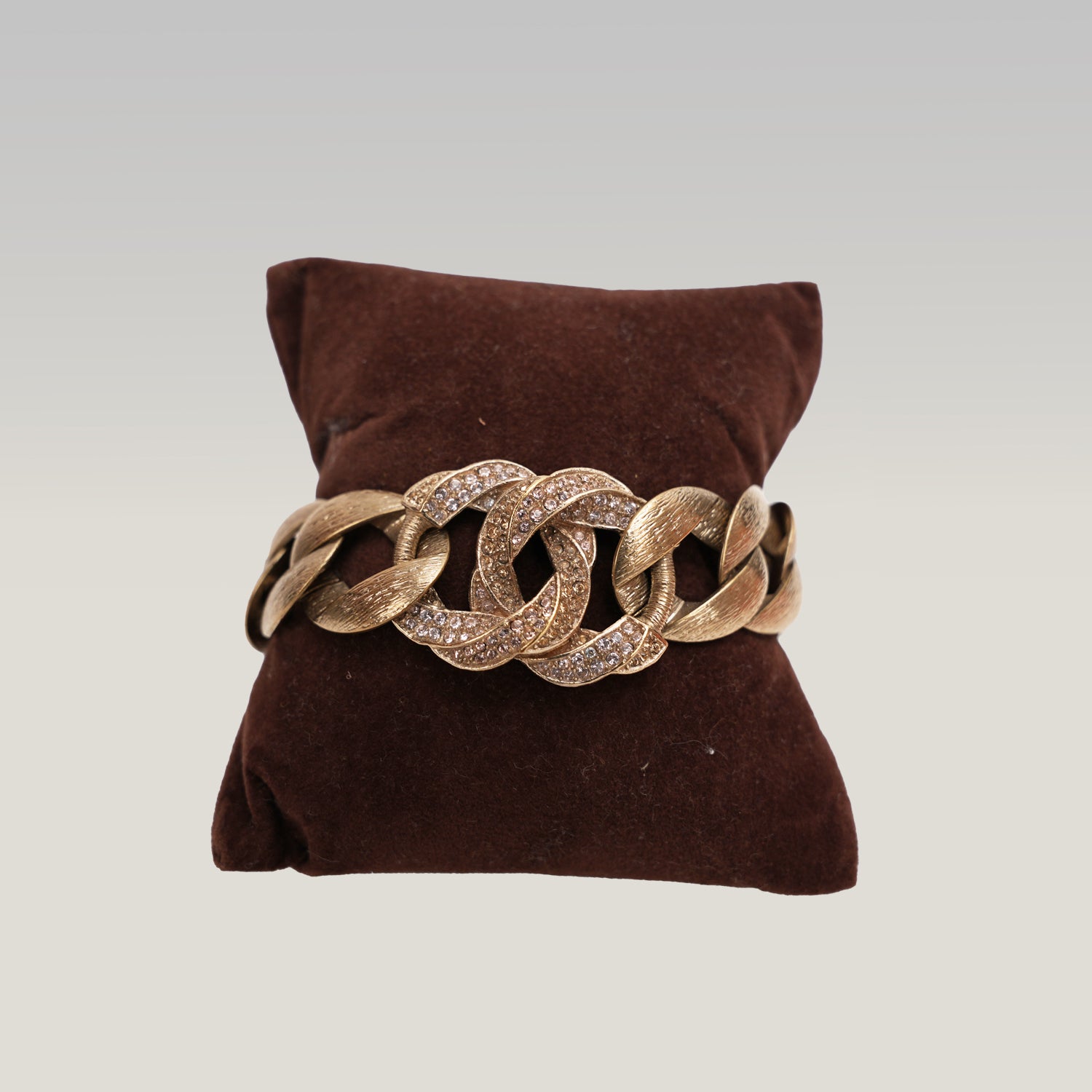 Chanel Vintage bracciale chain-link dorato con cristalli