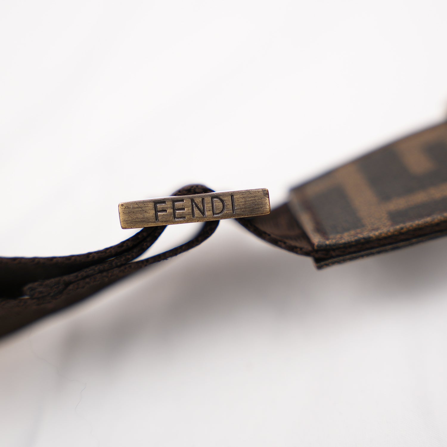 Fendi Borsa a Tracolla Zucca FF in Tela Marrone Classica