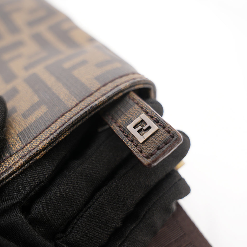 Fendi Borsa a Tracolla Zucca FF in Tela Marrone Classica