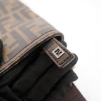 Fendi Borsa a Tracolla Zucca FF in Tela Marrone Classica