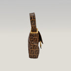 Fendi Baguette – brown FF monogram shoulder bag in crystal-effect leather 