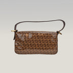 Fendi Baguette – brown FF monogram shoulder bag in crystal-effect leather 