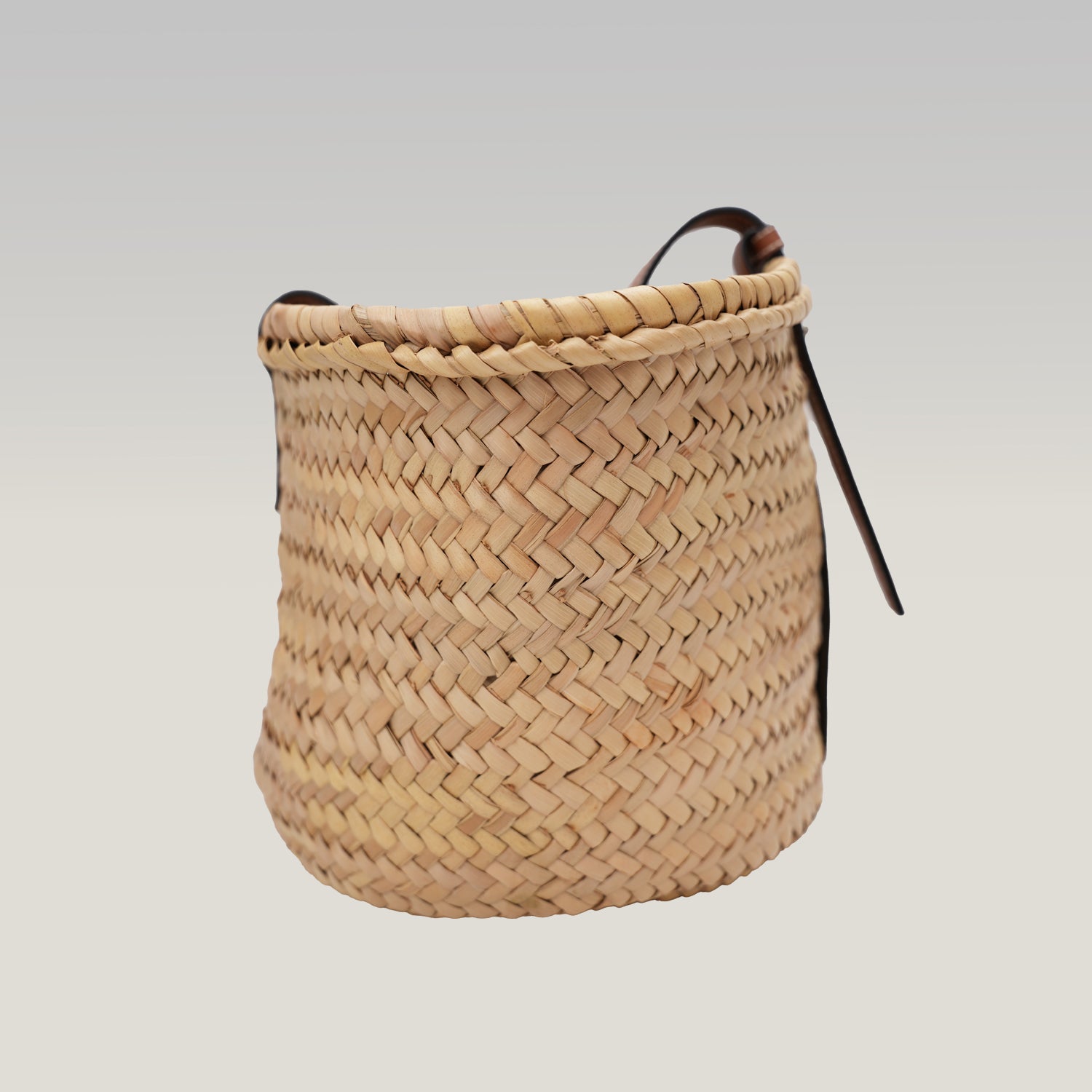 Loewe Borsa Large in Rafia Intrecciata con Dettagli in Pelle Cuoio