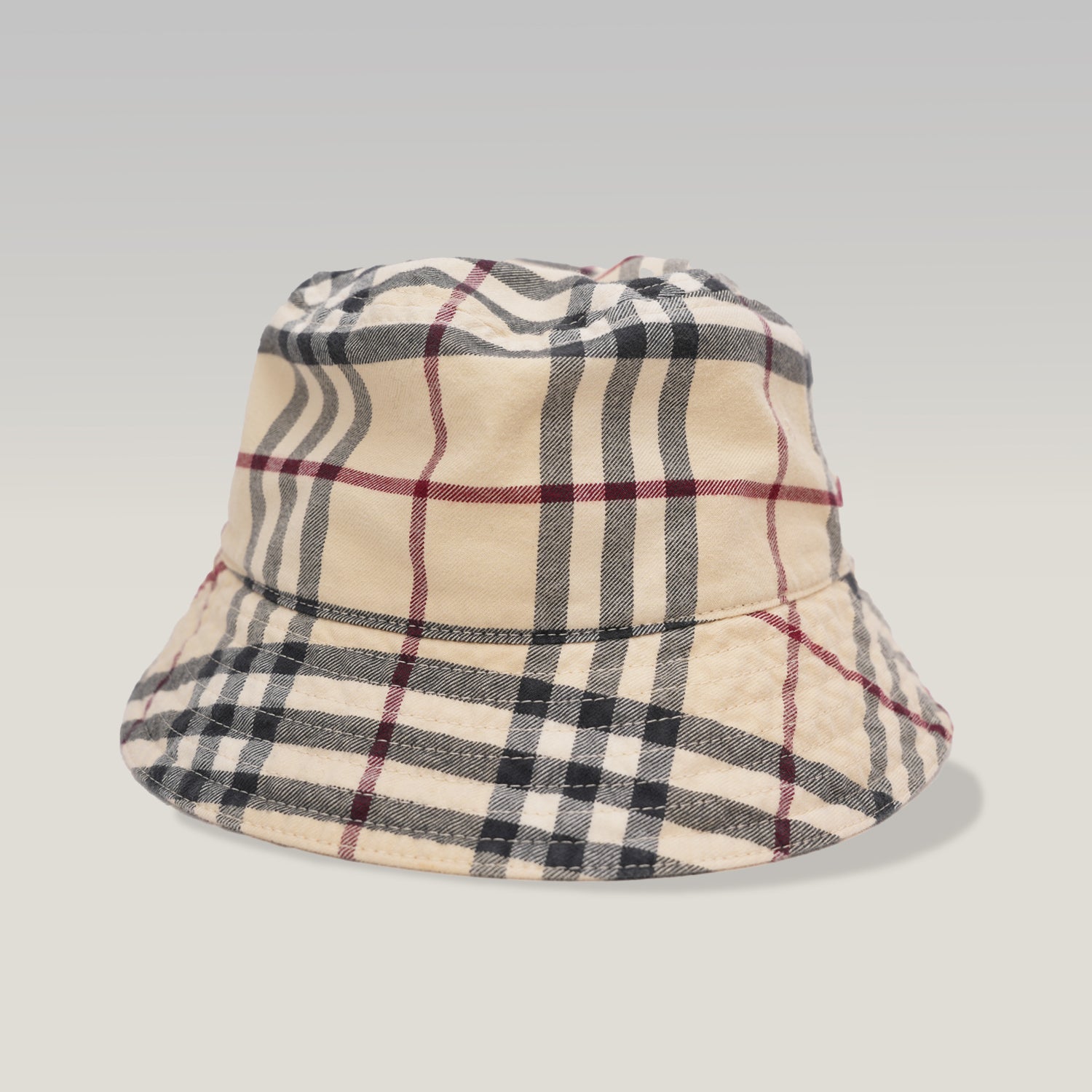 Burberry Cappello Bucket Reversibile Check Beige in Cotone