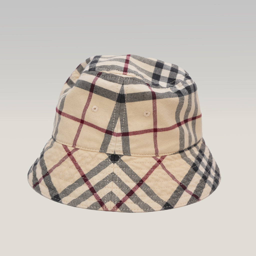 Burberry Cappello Bucket Reversibile Check Beige in Cotone