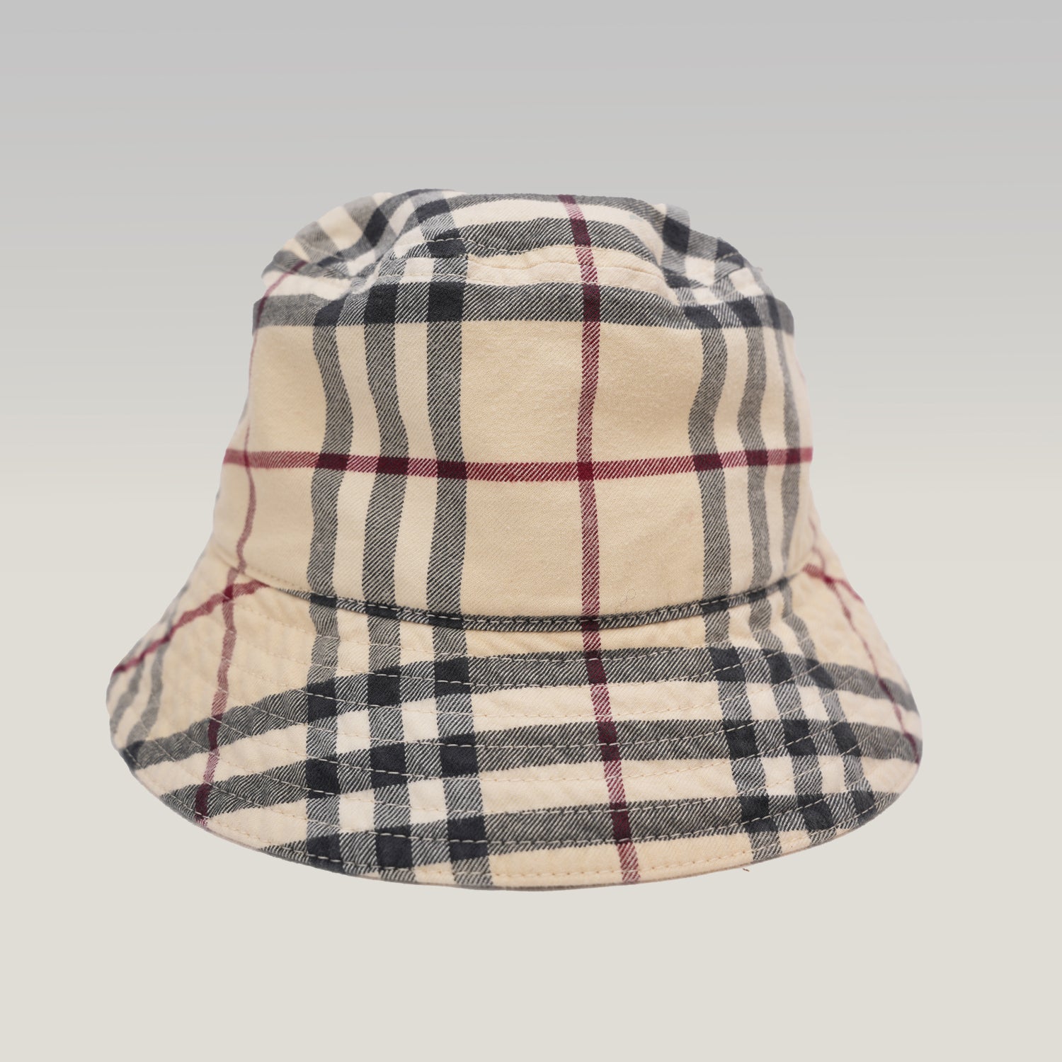 Burberry Cappello Bucket Reversibile Check Beige in Cotone