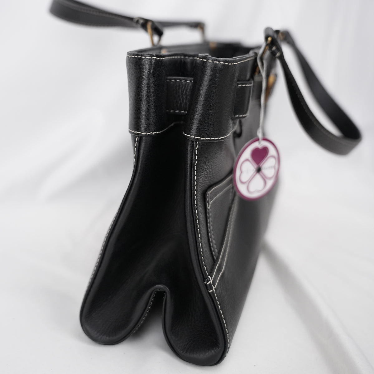 Christian Dior Vintage Tote Orizzontale in Pelle Nera con Cintura