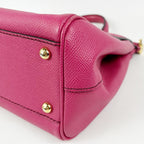 Dolce & Gabbana Sicily 26 Borsa a Mano in Pelle Fucsia e Rossa con Dettagli Dorati