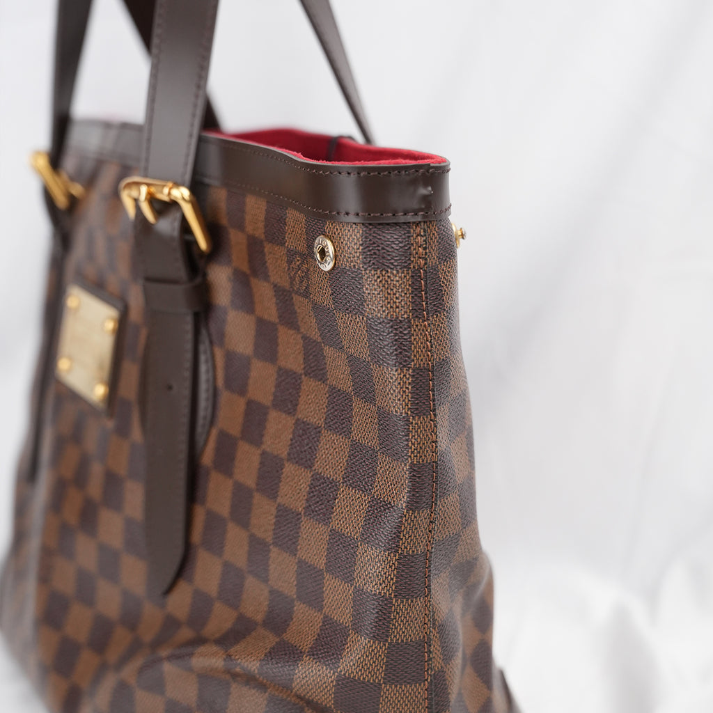 Louis Vuitton Hampstead GM Damier Ebene in Tela Cerata Marrone