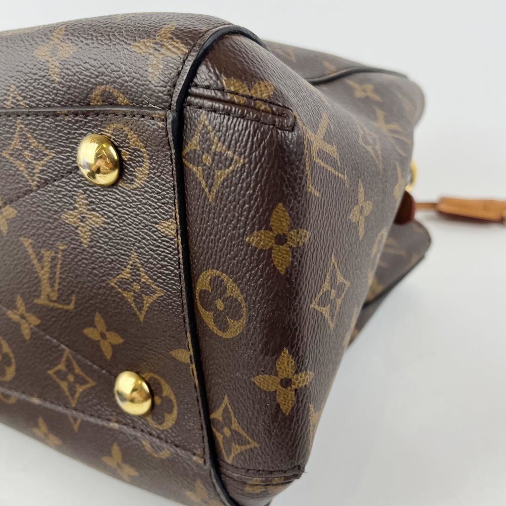 Louis Vuitton Montaigne MM Borsa a Mano e Tracolla in Tela Monogram con Finiture in Vacchetta
