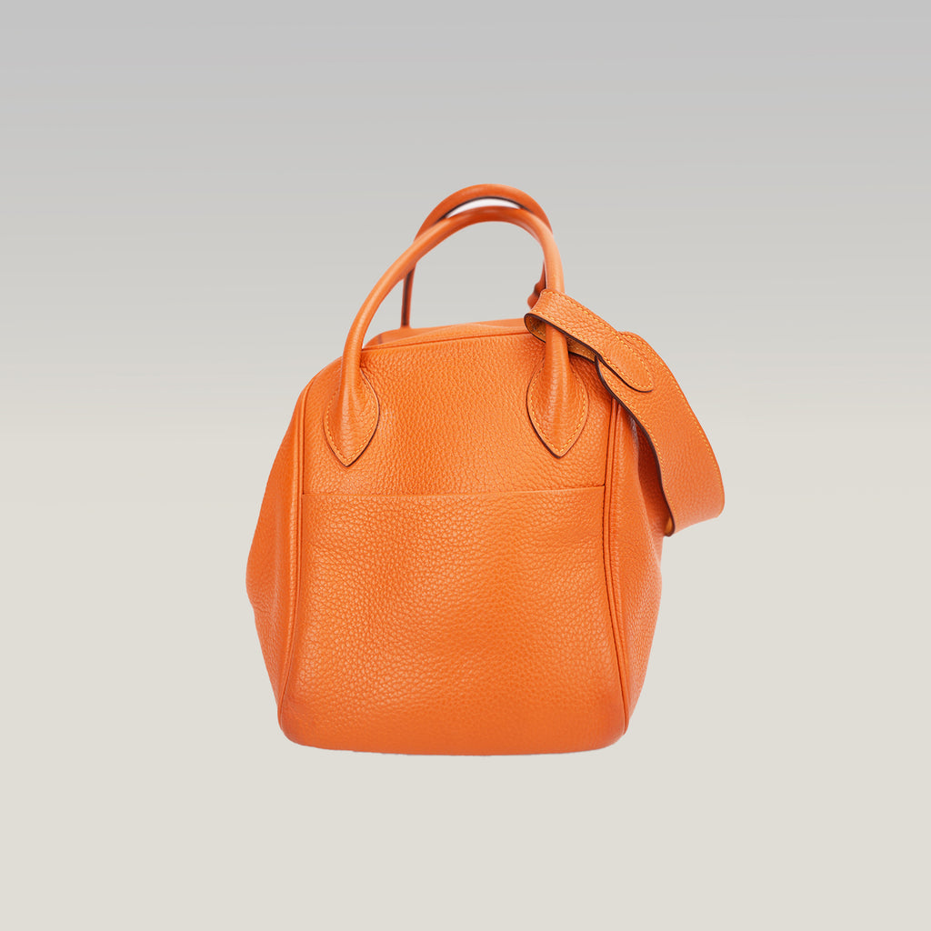 Hermès Lindy 26 Orange Clemence Leather Handbag Top Handle Shoulder Bag