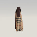 Burberry Vintage Nova Check Messenger Bag Beige Canvas & Brown Leather Crossbody Bag