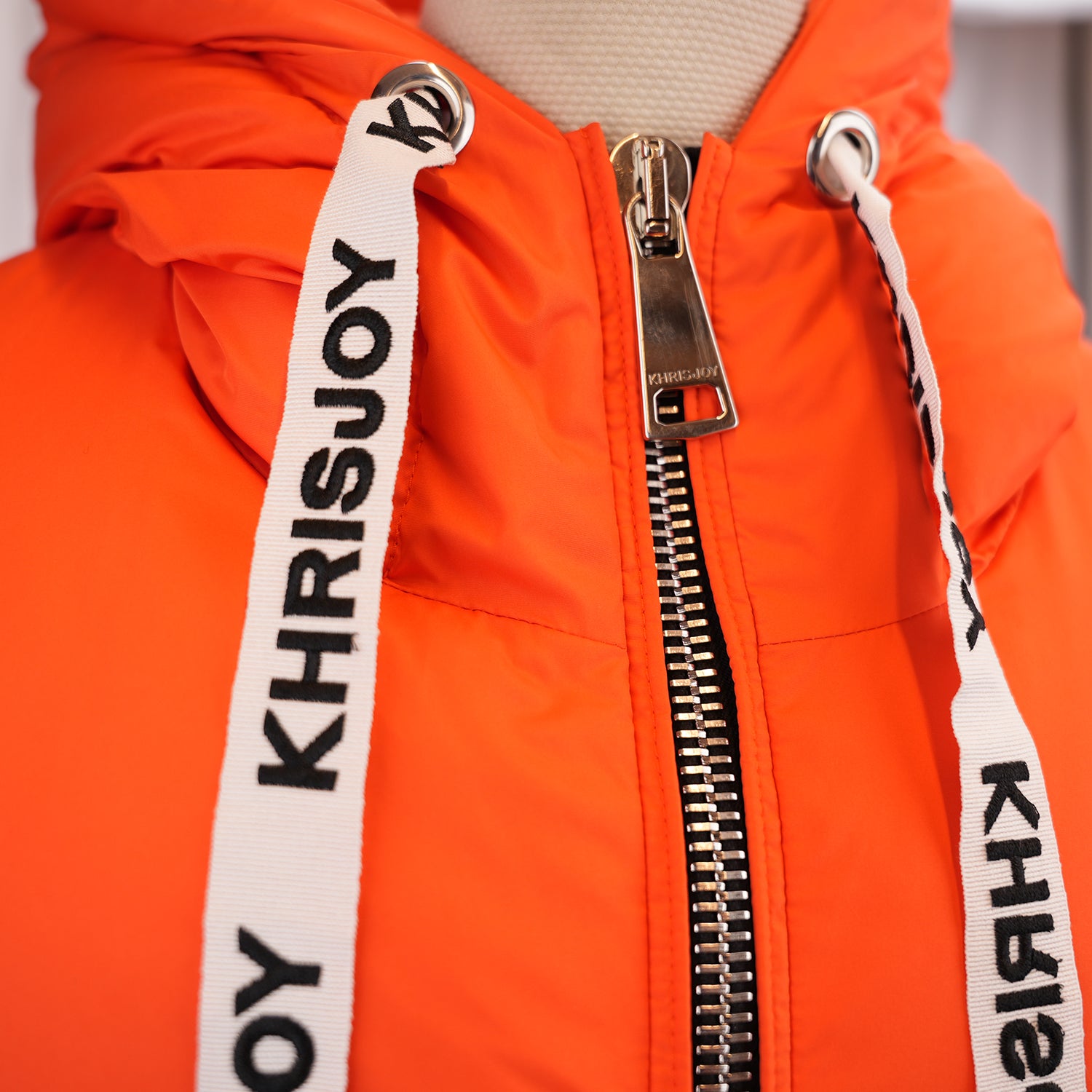 Khrisjoy Piumino Donna Arancione Oversize con Cappuccio Giacca Imbottita Duck Down Made in Italy