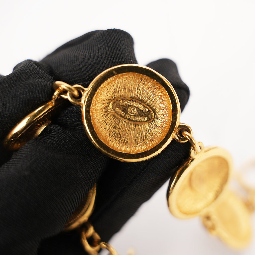 Chanel Rue Cambon Gold-Tone CC Medallion Bracelet Vintage 1980s