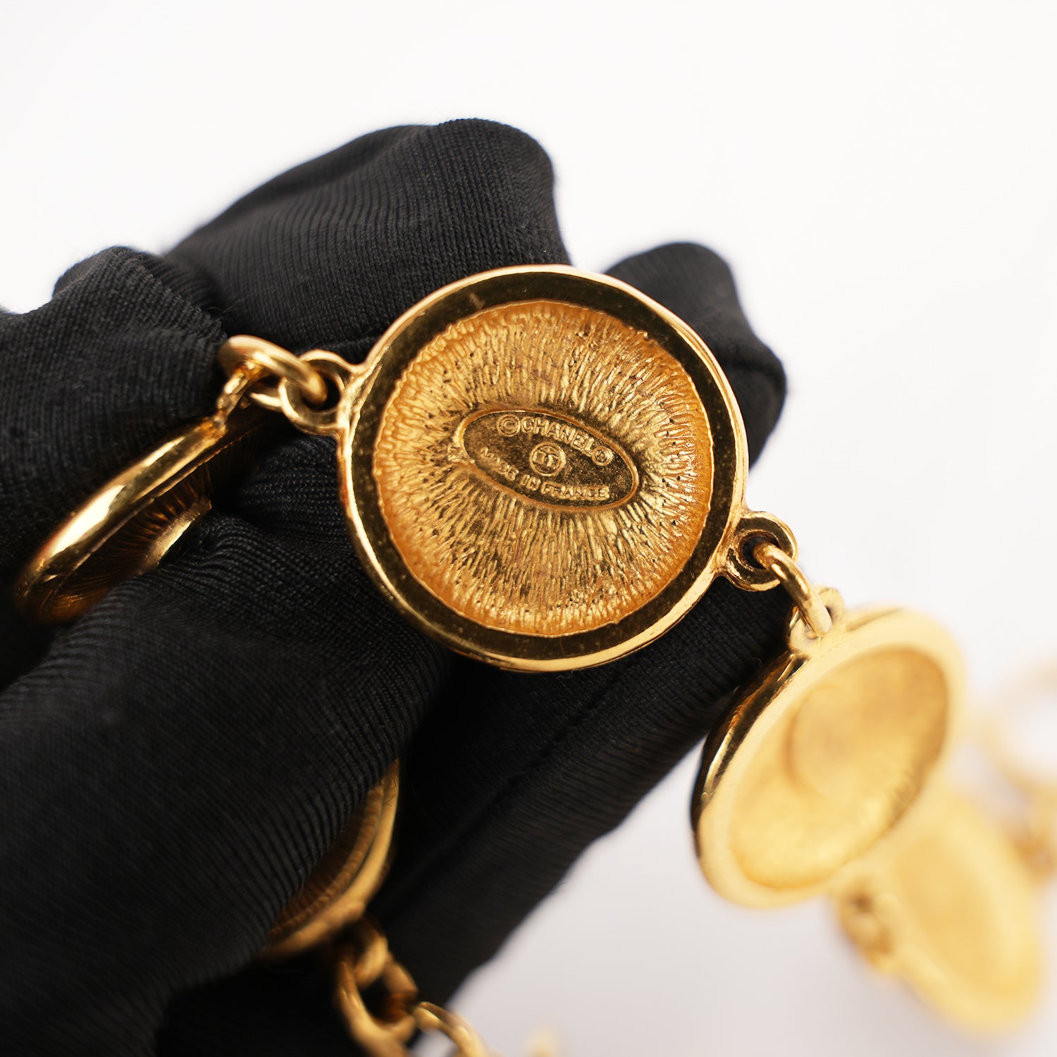 Chanel Rue Cambon Gold-Tone CC Medallion Bracelet Vintage 1980s