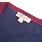 Burberry London Maglia Donna Blu Navy in Seta e Cotone Pullover Scollo V Elegante