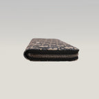 Dior Oblique Portafoglio Lungo Zip Around in Jacquard Beige e Blu con Finiture Nere