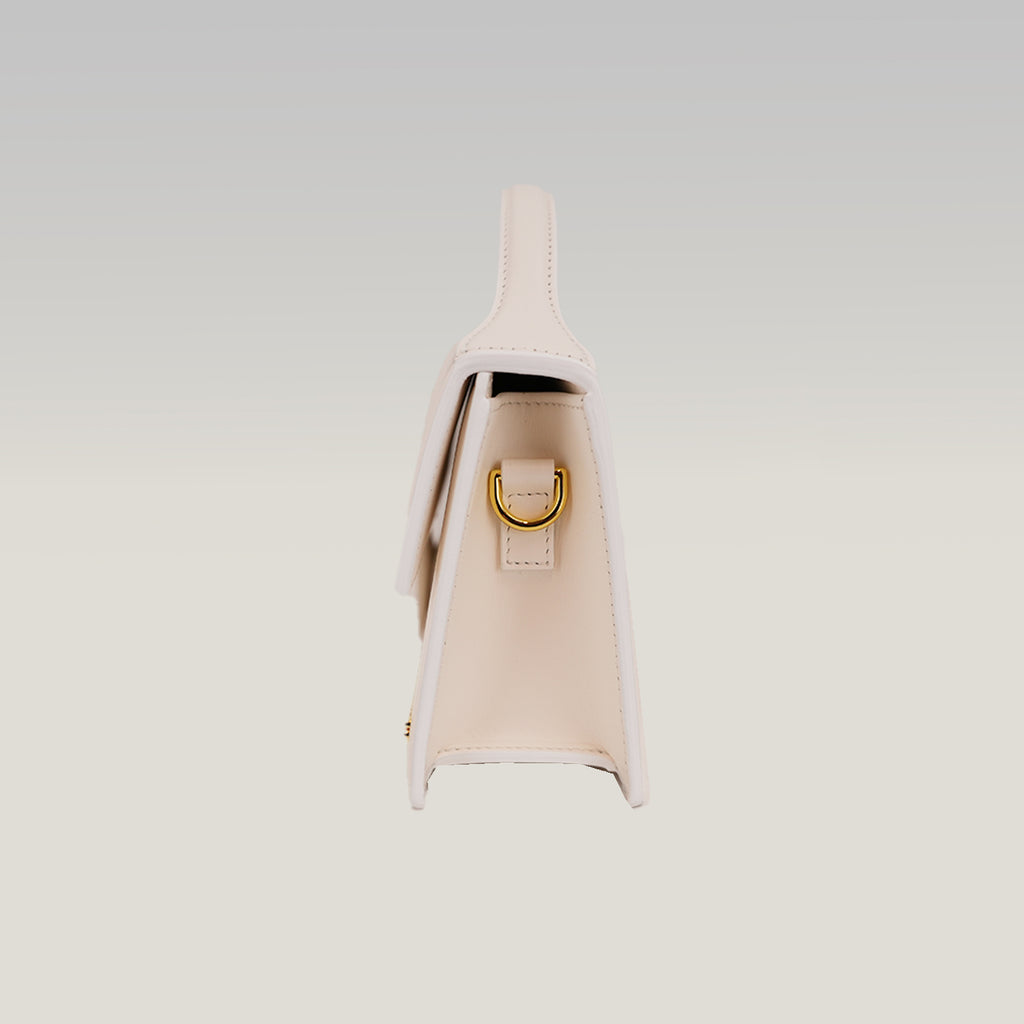 Jacquemus Borsa a Mano in Pelle Avorio con Logo Dorato