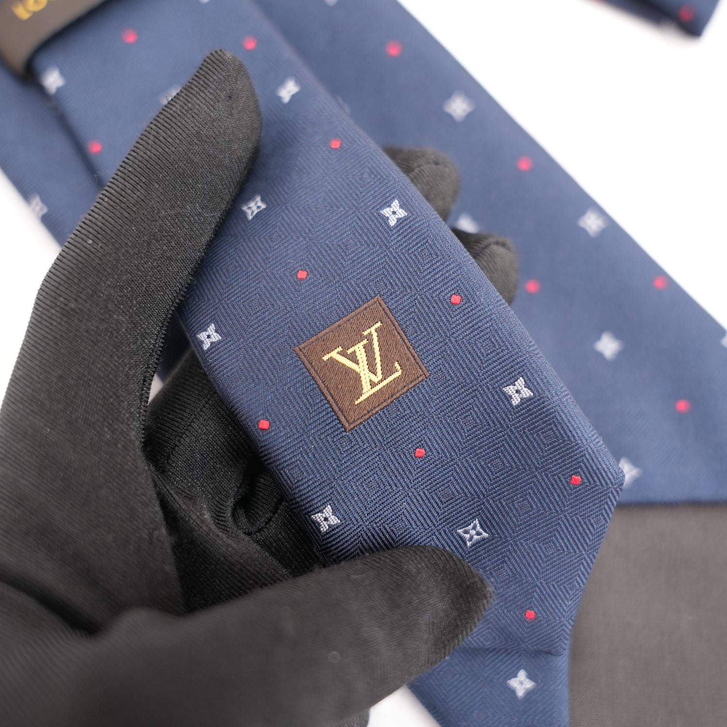 Louis Vuitton Navy Silk Monogram Flower Tie