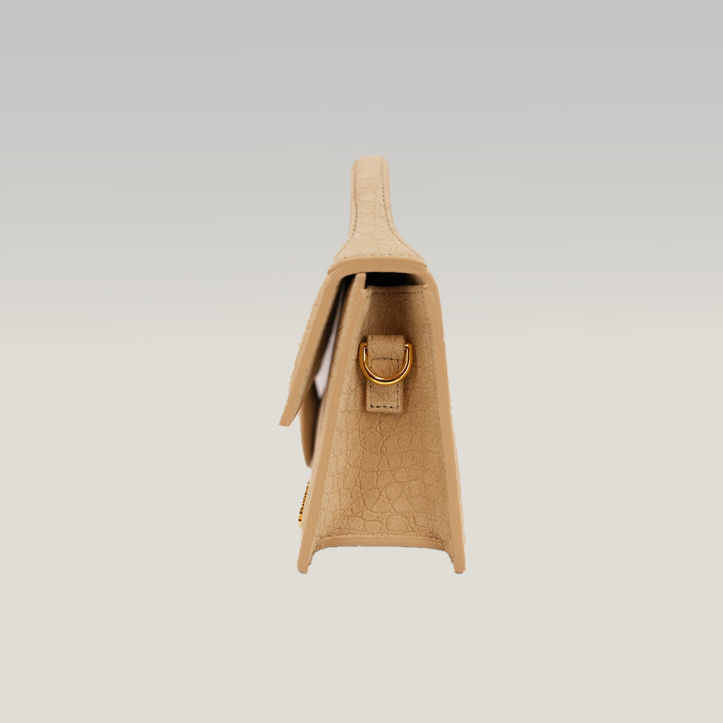 Jacquemus Borsa a Mano in Camoscio Beige Effetto Coccodrillo