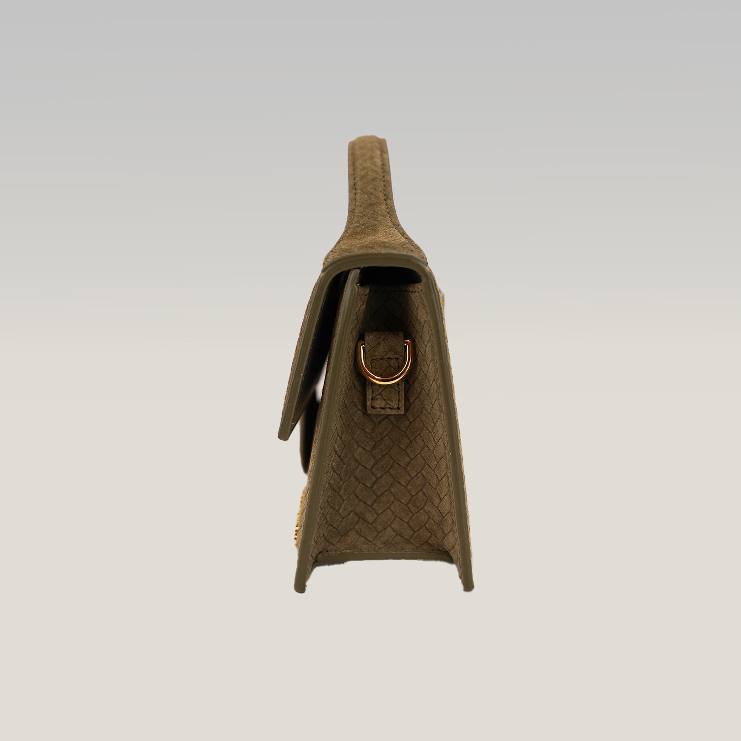 Jacquemus Borsa a Mano in Camoscio Intrecciato Verde Oliva